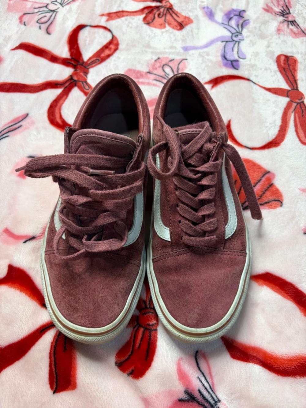 Vans Suede Lace-Up Sneakers in Mauve with White Stripe